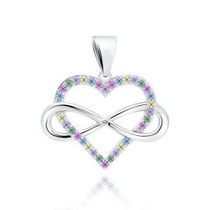 Pandantiv argint inima cu pietre multicolore si infinit DiAmanti Z1781CR_MUW-DIA (Argint 925‰ 2,3 g.)